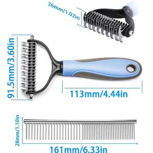 Peine para Perros de Acero Inoxidable con Dientes Finos y Gruesos, Agarre Cómodo, Herramienta de Aseo para Eliminar el Pelo Suelto de Mascotas - Product Image 2