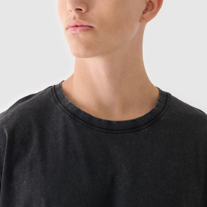 เสื้อยืดโอเวอร์ไซส์สีดำสำหรับผู้ชาย แขนปกติ คอกลม ผ้าฝ้ายเจอร์ซีย์ 100% แบบเรียบง่าย เป็นมิตรกับสิ่งแวดล้อม สไตล์ลำลอง - Product Image 6