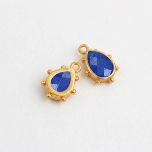 Lapis Lazuli Gold Beaded Teardrop Pendant Faceted Gemstone <b>Charms</b> for DIY Necklace Jewelry Making Supplies - Product Image 1
