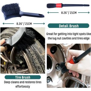 Kit Professionale di 4 Spazzole per Ruote con Manico Lungo per Pulizia Pneumatici, 2 Spazzole Morbide per Pulizia Ruote, 2 Spazzole per Lavaggio Auto - Product Image 5