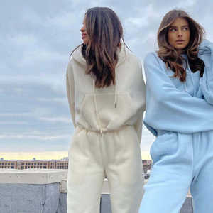 Conjunto de Sudadera con Capucha y Pantalones Deportivos de Algodón de Alta Calidad con Cierre y Logotipo Personalizado para Mujer, Invierno, Ecológico - Product Image 6