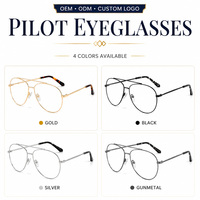 Gafas de Metal Ligero con Doble Puente para Hombre, Monturas Ópticas de 58 mm, Gafas de Estilo Clásico para Oficina y Uso Diario