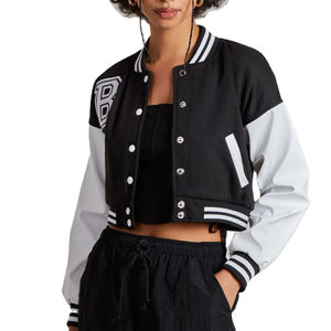 Veste courte de style universitaire pour femmes, nouvelle collection, broderie personnalisée, style crop top, veste universitaire pour l'hiver - Product Image 1