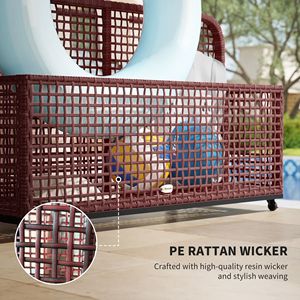 Carrello portaoggetti con ruote in rattan PE marrone misto per piscina, pratico organizer per lo stoccaggio - Product Image 6