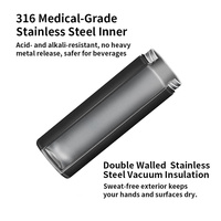 Bouteille isotherme MARU 26oz à double paroi en acier inoxydable SUS 316, design nordique, couvercle anti-fuite avec bec verseur, poignée en forme de O, maintien au froid pendant 24h