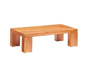 Table basse moderne en bois solide avec la finition naturelle de brun de jambes de bloc pour le salon - Product Image 1