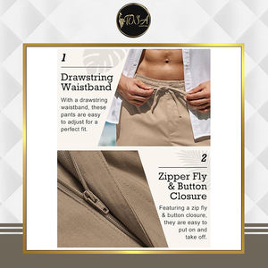 Pantalones Casuales para Hombre, de Cintura Media, Ligeros, Transpirables e Impermeables, 70% Viscosa, 30% Lino, Excelente Calidad, Más Vendidos, al por Mayor - Product Image 4