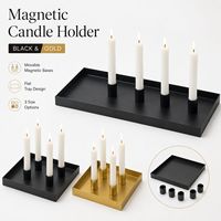 Plateau porte-bougie magnétique moderne en métal avec bases mobiles pour bougies coniques – Décoration de table moderne pour l'Avent et Noël