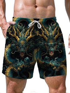 Shorts de Playa para Hombre, Casuales de Verano, con Estampado de Rayas, Elásticos en 4 Direcciones, Transpirables, de Secado Rápido, con Cintura Elástica - Product Image 4