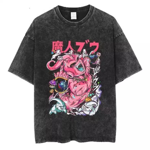 T-shirt en coton imprimé rétro pour homme, coupe ample, col rond, doux, respirant, manches courtes, style streetwear, tee-shirt tendance - Product Image 1