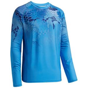Camisas de Pesca Transpirables de Poliéster/Algodón con Etiqueta Privada Personalizada de Fábrica, Manga Larga para Hombre, Protección Solar UPF 35, Impresión por Sublimación - Product Image 1