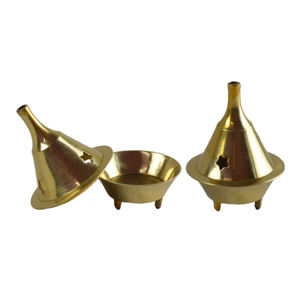 Quemador de Incienso Decorativo en Forma de Cono con Diseño de Metal de Latón de Calidad Industrial y Acabado Pulido - Product Image 3