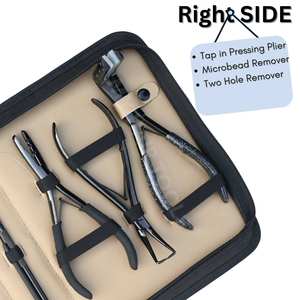 Meilleur kit d'outils pour extensions capillaires avec pince à sertir à 2 trous, pince à bandes adhésives, outil de retrait de microlink, enfileur boucle et crochet, pinces de salon - Product Image 4