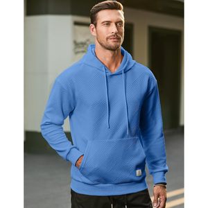 2025 <b>Men's</b> Streetwear <b>Hoodie</b> Texture Hooded Collar Drawstring Long Sleeve Casual Pullover with Zipper-Up Style - Product Image 3