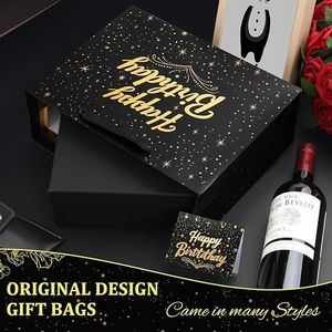 Sacchetto Regalo di Compleanno di Media Dimensione da 1 Pollice con Biglietto d'Auguri in Carta Velina, Sacchetto Nero per Feste di Compleanno per Uomini e Donne - Product Image 2