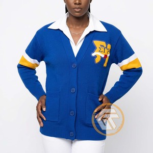 เสื้อคาร์ดิแกนปักอะคริลิค Sigma Gamma Rho แบบสั่งทำพิเศษ คอวี ปิดกระดุม สวมใส่สบายในฤดูหนาว คุณภาพสูง สำหรับชมรมนักศึกษากรีก - Product Image 2