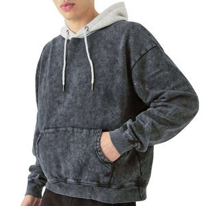 New Design <b>Men</b> Acid Wash Hoodie Heavyweight Cotton Relaxed Fit Vintage Streetwear OEM ODM Cotton French Terry Casual Hooded - Product Image 1