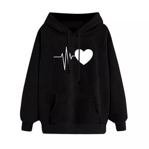 เสื้อสเวตเตอร์มีฮู้ดลายหัวใจสีแดงเลือดนกแบบลำลองสำหรับทุกเพศเสื้อแขนยาวฤดูใบไม้ร่วง - Product Image 3
