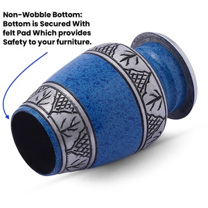 Urne funéraire bleue en marbre avec motif géométrique et végétal, petite taille, style traditionnel, couvercle à vis, urnes et objets commémoratifs - Product Image 3