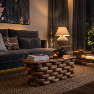 ARTERRA Luxury Modern Handcrafted Teak Root Coffee <b>Table</b> <b>Rustic</b> Natural Non-Foldable Oval Design Living Room Furniture - Product Image 3