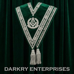 Bullion Wire Embroidery Masonic Regalia Sash Custom <b>Green</b> <b>Silk</b> Sash Hand Embroidered Lodge Sash Silver Fringe Ceremonial - Product Image 3