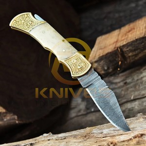 Handmade Damascus Steel Hunting <b>Knife</b> with Premium <b>Bone</b> <b>Handle</b> Full Tang Outdoor Camping Survival <b>Knife</b> with Leather Sheath - Product Image 4