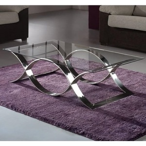 Muebles de sala de estar de estilo moderno, mesa auxiliar redonda de metal moderno con patas de metal plateadas - Product Image 1
