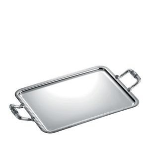 Modern Silver Rectangle Stainless Steel Serving Tray Hammered Decorative <b>Platter</b> with Side Handles for Kitchen Dining Diwali - Product Image 4