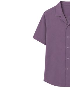 เสื้อเชิ้ตผู้ชายคอปกคิวบาสีม่วง แบรนด์ Manufacturer แขนสั้นลำลอง ใส่สบายๆ สำหรับฤดูร้อน ทรงโอเวอร์ไซส์ สไตล์สตรีทแฟชั่น เหมาะสำหรับใส่ไปเที่ยวชายหาด ติดกระดุม - Product Image 3
