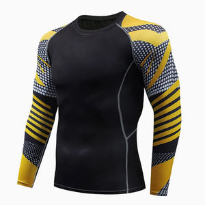 เสื้อคอมเพรสชั่นแบบกลับด้านได้ ดีไซน์ล่าสุด ผลิตในปากีสถาน ผ้าสแปนเด็กซ์/โพลีเอสเตอร์ ชุดออกกำลังกายสำหรับผู้ชาย - Product Image 1