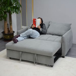 Divano Letto Convertibile Regolabile in Velluto con Letto Estraibile, 2 Tasche Laterali, 2 Poggiapolsi - Product Image 4