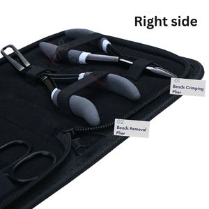 Kit de Herramientas para Extensiones de Cabello Negro con Alicates de Acero Inoxidable de 5 Pulgadas para Crimpar y Remover Microperlas, Agujas de Coser y Velcro para Uso en Salón - Product Image 3