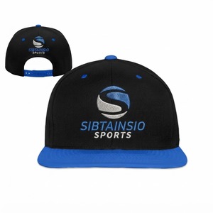 Gorra de Béisbol Plana Negra y Azul Personalizada con Logotipo Bordado, Ajustable, Estilo Hip Hop, Gorra Deportiva de Dos Tonos - Product Image 1