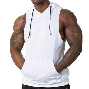 Men's Full Zip <b>Sleeveless</b> Gym <b>Hoodie</b> 100% Cotton Solid Quick Dry & Breathable Premium Quality Fashionable 20242 - Product Image 1