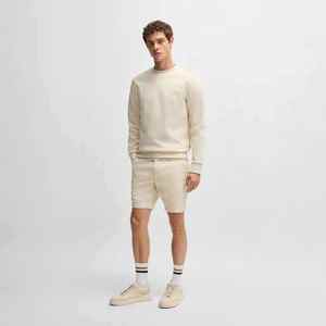 Pantalones cortos de algodón 100% para hombre, de punto 3D, de color liso, con cintura elástica, estilo casual de negocios, de cinco puntos. - Product Image 2