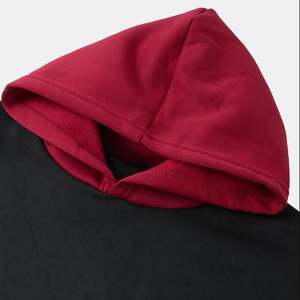 Custom Heavyweight Oversized Hoodie <b>Men</b> 2 Tone Contrast Color <b>Black</b> Pullover Sweatshirt Blank Cotton <b>Fleece</b> Streetwear Hoodie - Product Image 3