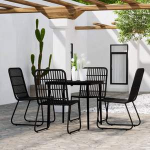 Juego de Comedor de Acero con Recubrimiento en Polvo Negro, Ligero y Mediano, para Patio y Exteriores - Product Image 1