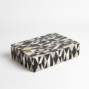 Modern Resin Inlay Mdf Rectangular Jewelry Box Black White Striped Glossy Phinish Storage Box for Living Room Decorative Use - Product Image 6