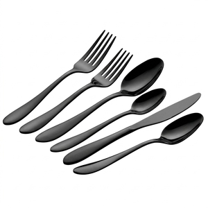 Ensemble d'ustensiles de table en acier inoxydable avec têtes polies miroir et manches imitation bois, fourchette à salade, petite fourchette pour manger des salades - Product Image 3