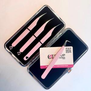 แหนบดึงขนตา GETUP BROSONS ทนทาน ขนาด 10 มม. งอ 90 องศา ด้ามจับสีชมพู ผลิตจากสแตนเลสสตีล พร้อมกล่องบรรจุภัณฑ์สวยงาม - Product Image 1