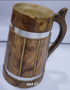 Chopes à bière en bois naturel faites à la main pour boire du thé, du café, du vin, de la bière, tasses en bois d'Inde - Product Image 4