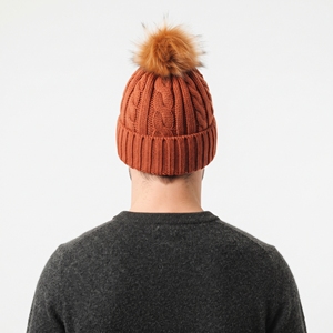 Bonnet d'hiver unisexe personnalisé en pompon orange, doux, côtelé, en tricot épais, chaud, pour l'extérieur par temps froid - Product Image 6