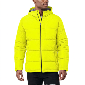 <b>Men's</b> <b>White</b> Hooded <b>Jacket</b> Windproof Polyester Winter Casual Coat Regular Fit Zipper Solid Color - Product Image 2