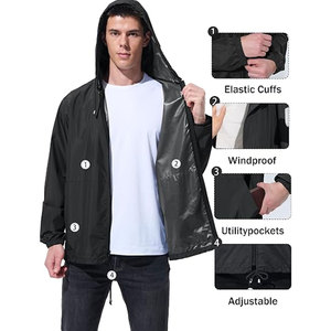 Men's Hooded <b>Waterproof</b> Thin Windbreaker <b>Jacket</b> <b>Lightweight</b> Packable Front Hiking Cycling Running Fishing <b>Golf</b> Camping Travel - Product Image 6