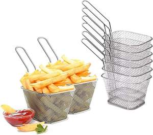 Cesta Cuadrada de Acero Inoxidable para Servir Papas Fritas, Ideal para Fiestas y Barbacoas, Utensilio de Cocina y Restaurante Más Vendido - Product Image 3