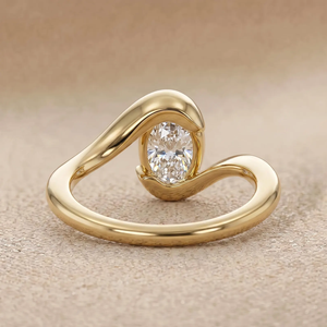 Bague de fiançailles et de mariage en or 14 carats avec diamant de laboratoire ovale de 2,00 carats, sertie en clos en spirale, certifiée IGI, bijoux personnalisés - Product Image 6