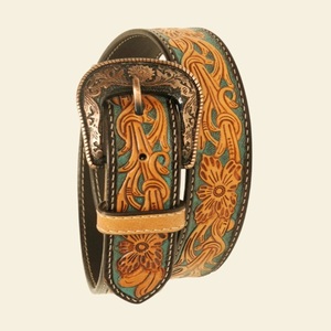 Western <b>Leather</b> <b>Tooling</b> Belt Hand Carved leaf Design Embossed <b>Tooled</b> <b>Leather</b> Belt for Men and Women designer Brass pin Buckle - Product Image 6