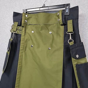 Kilt utilitaire moderne fait main pour homme, taille 36, noir olive, toile épaisse, fabrication sur mesure 2026 - Product Image 2