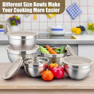 Modern Matte Metal <b>Bowl</b> Large Capacity <b>with</b> <b>Lid</b> for Storage Salad Party Serving <b>with</b> Durable Heat Resistant Kitchen - Product Image 3