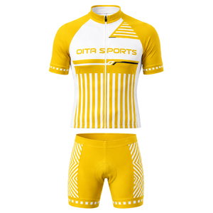 Golden Yellow White Custom <b>Cycling</b> Jersey <b>Shorts</b> Set <b>Short</b> Sleeve Full Zip Breathable <b>Padded</b> Bike Uniform Racing Training Sports - Product Image 1